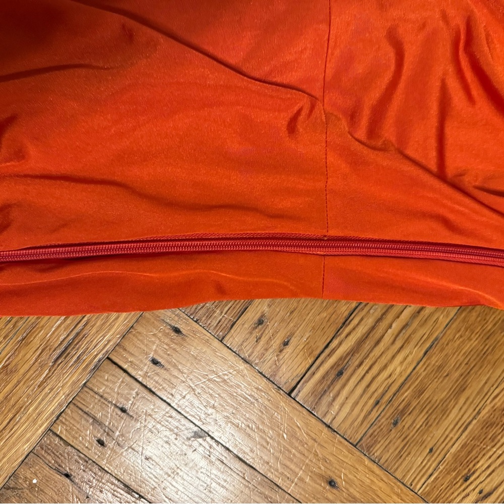 Bebe Red/ Orange One Shoulder Cocktail Dress - Picture 11 of 12